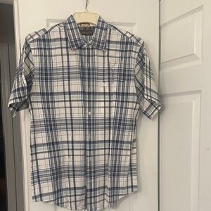 Timberland Navy and White Plaid Button Down Shirt